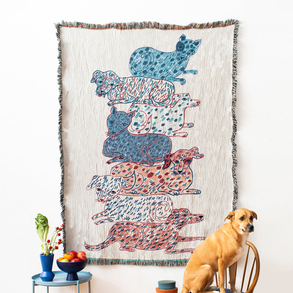 Dogs and Cats Totem Blanket-Olivia Wendel