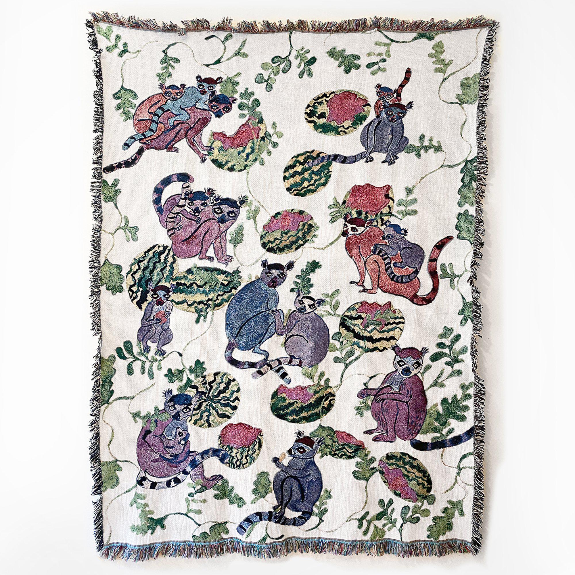 Lemur Colorful Pattern Print Blanket