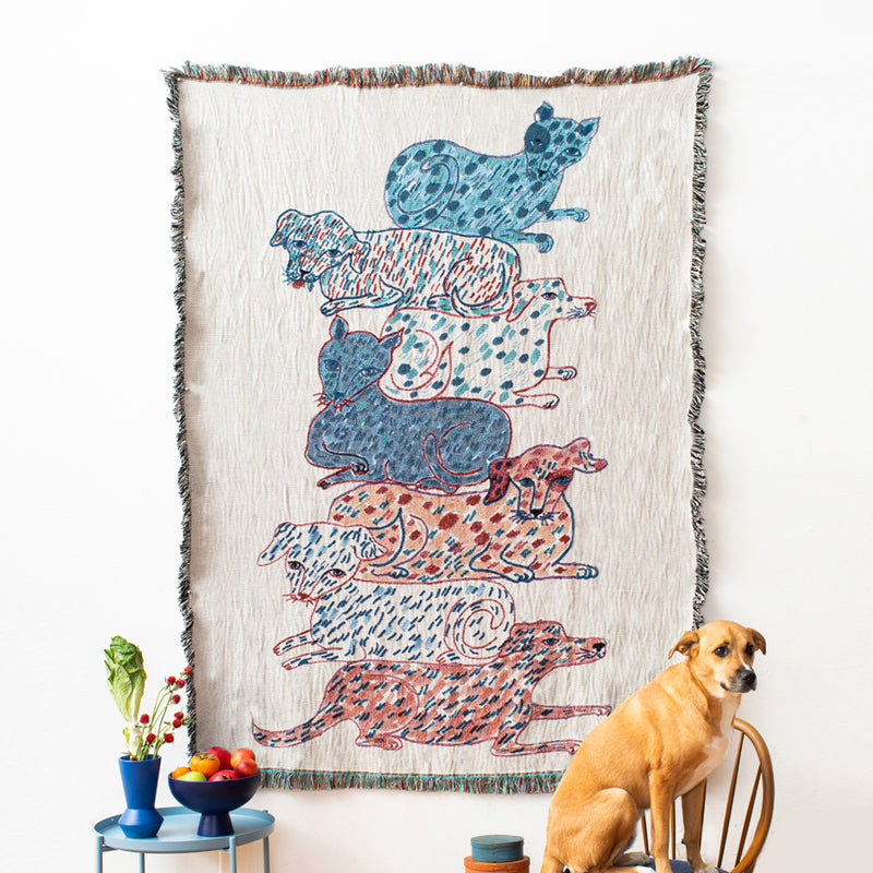 Dogs and Cats Totem Blanket-Olivia Wendel